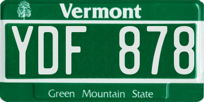 VT license plate YDF878