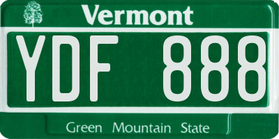 VT license plate YDF888