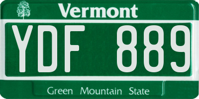 VT license plate YDF889