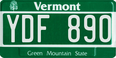 VT license plate YDF890