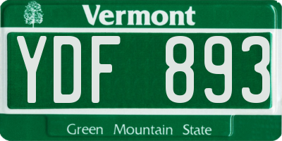 VT license plate YDF893