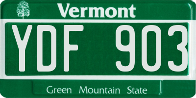 VT license plate YDF903