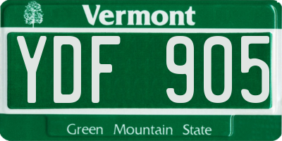 VT license plate YDF905