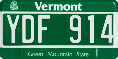 VT license plate YDF914