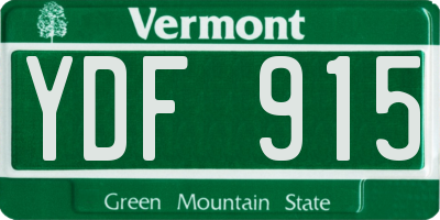 VT license plate YDF915