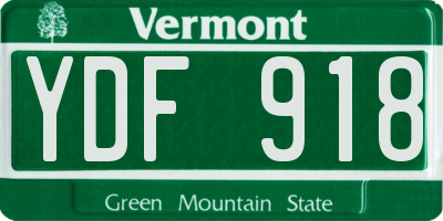 VT license plate YDF918