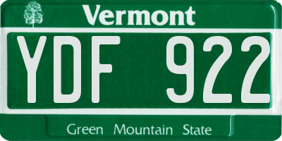 VT license plate YDF922