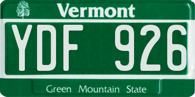 VT license plate YDF926