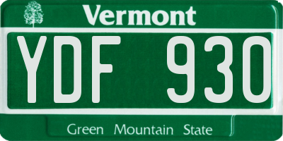 VT license plate YDF930