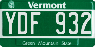 VT license plate YDF932
