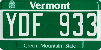 VT license plate YDF933