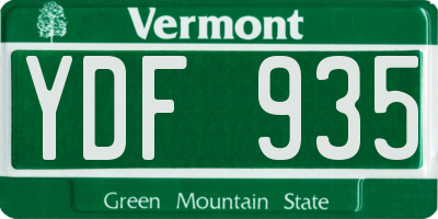 VT license plate YDF935