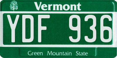 VT license plate YDF936