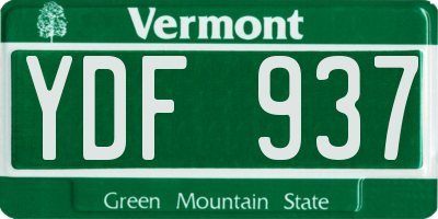 VT license plate YDF937