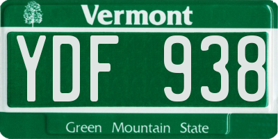 VT license plate YDF938
