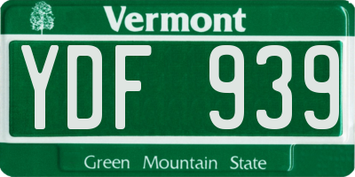 VT license plate YDF939
