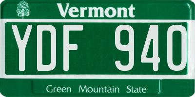 VT license plate YDF940