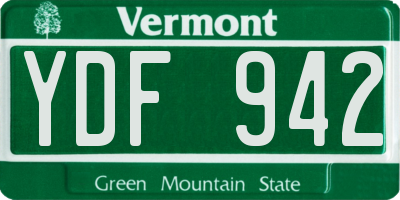 VT license plate YDF942