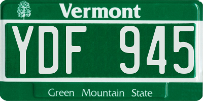 VT license plate YDF945