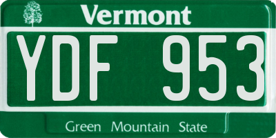 VT license plate YDF953