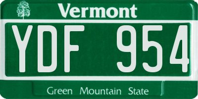 VT license plate YDF954