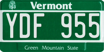VT license plate YDF955