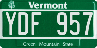 VT license plate YDF957
