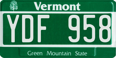 VT license plate YDF958