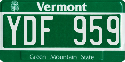 VT license plate YDF959