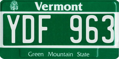 VT license plate YDF963