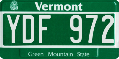 VT license plate YDF972