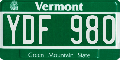 VT license plate YDF980