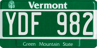VT license plate YDF982