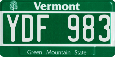 VT license plate YDF983