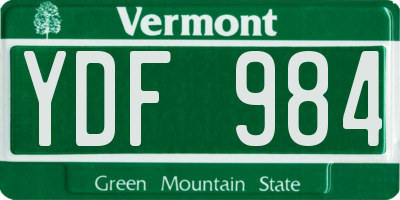 VT license plate YDF984
