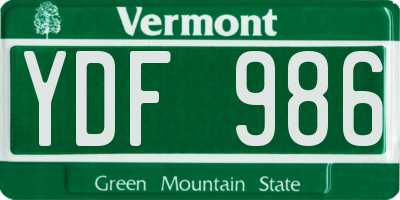 VT license plate YDF986