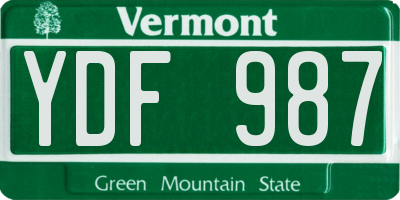 VT license plate YDF987