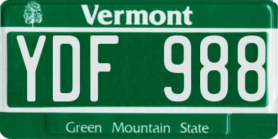 VT license plate YDF988