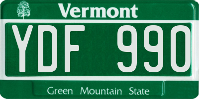 VT license plate YDF990