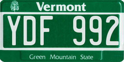 VT license plate YDF992