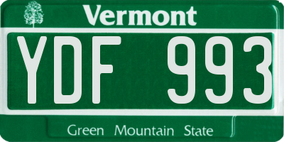 VT license plate YDF993