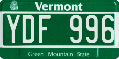 VT license plate YDF996