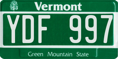 VT license plate YDF997