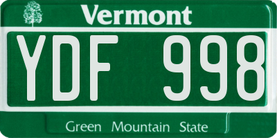 VT license plate YDF998