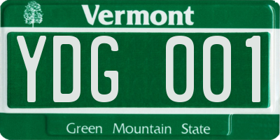 VT license plate YDG001