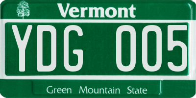 VT license plate YDG005