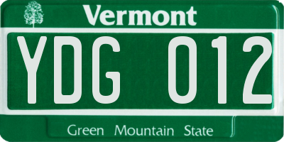 VT license plate YDG012