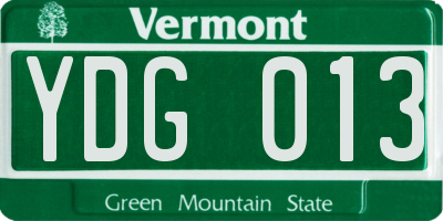 VT license plate YDG013