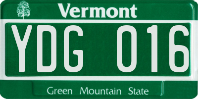 VT license plate YDG016