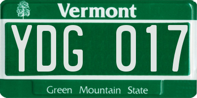 VT license plate YDG017